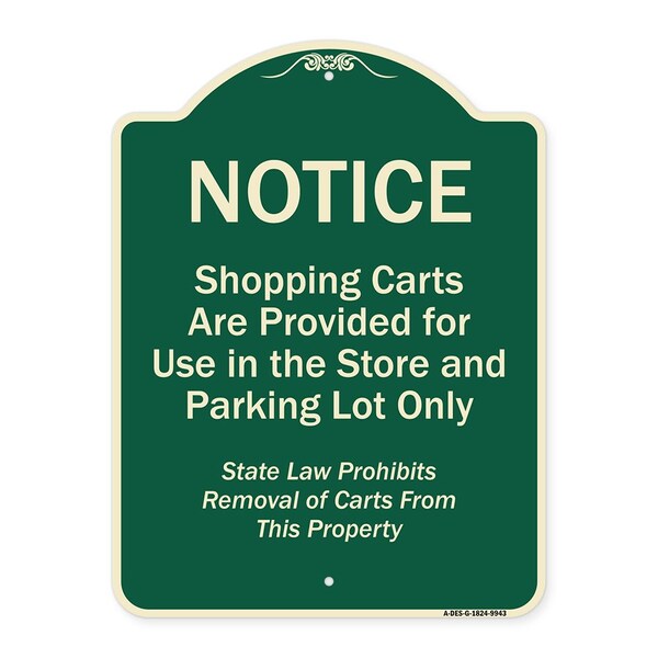 Signmission Designer Series-Notice-Shopping Carts Are Provided For Use In The Store And, G-1824-9943 A-DES-G-1824-9943 - main